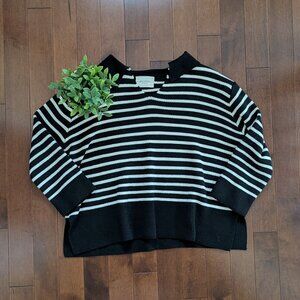 KNIT STRIPED COLLARED VINTAGE SWEATER